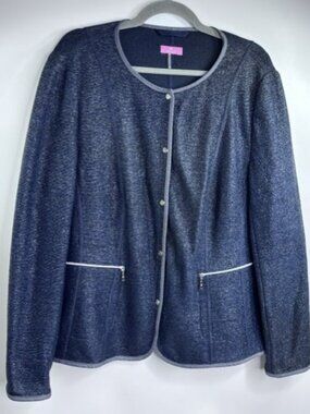 Basler Marled Tweed Metallic Jacket Blue Size XL